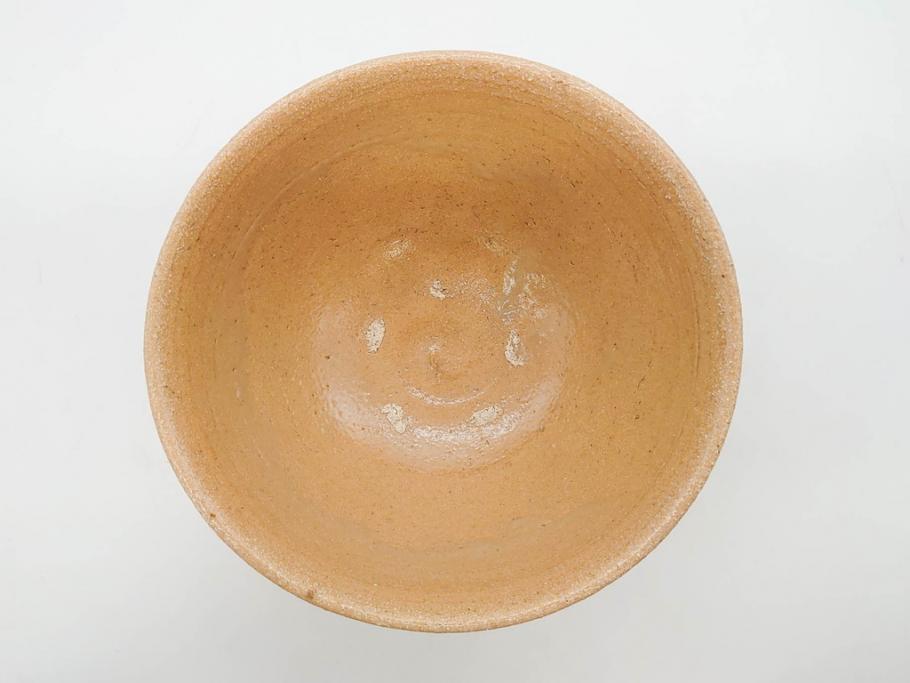 人間国宝　中里無庵(中里太郎右衛門)　唐津　宝珠　約15cm　4.9寸　和の味わいのある茶碗(抹茶碗、煎茶道具、茶道具、茶器、和食器、四寸九分、御物袋付き、外箱付き、共箱付き)(R-079746)