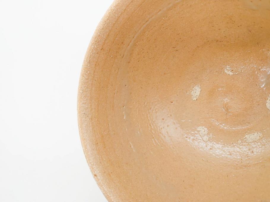 人間国宝　中里無庵(中里太郎右衛門)　唐津　宝珠　約15cm　4.9寸　和の味わいのある茶碗(抹茶碗、煎茶道具、茶道具、茶器、和食器、四寸九分、御物袋付き、外箱付き、共箱付き)(R-079746)