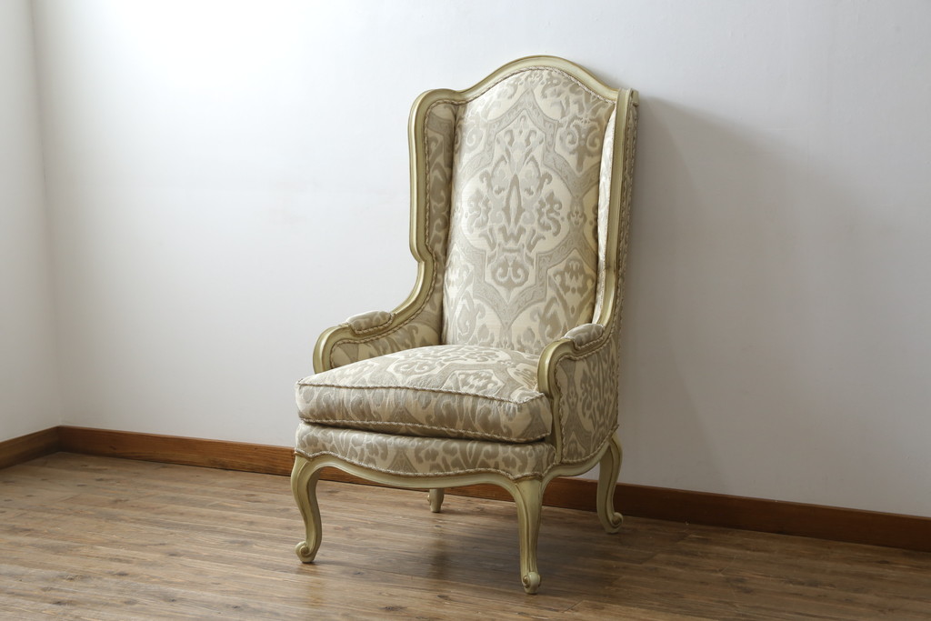 中古　美品　レアモデル!!　DREXEL HERITAGE(ドレクセルヘリテイジ)　Upholstery(アップホルスタリー)　気品あふれる佇まいの猫脚ラウンジチェア(一人掛けソファ、1人掛けソファ、アームチェア)(R-066511)