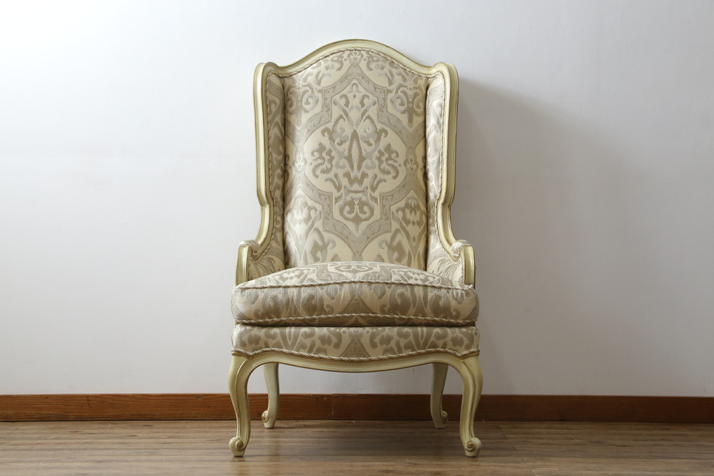 中古　美品　レアモデル!!　DREXEL HERITAGE(ドレクセルヘリテイジ)　Upholstery(アップホルスタリー)　気品あふれる佇まいの猫脚ラウンジチェア(一人掛けソファ、1人掛けソファ、アームチェア)(R-066511)