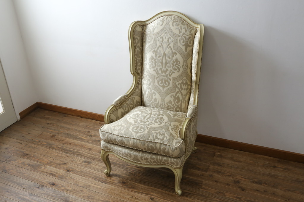 中古　美品　レアモデル!!　DREXEL HERITAGE(ドレクセルヘリテイジ)　Upholstery(アップホルスタリー)　気品あふれる佇まいの猫脚ラウンジチェア(一人掛けソファ、1人掛けソファ、アームチェア)(R-066511)
