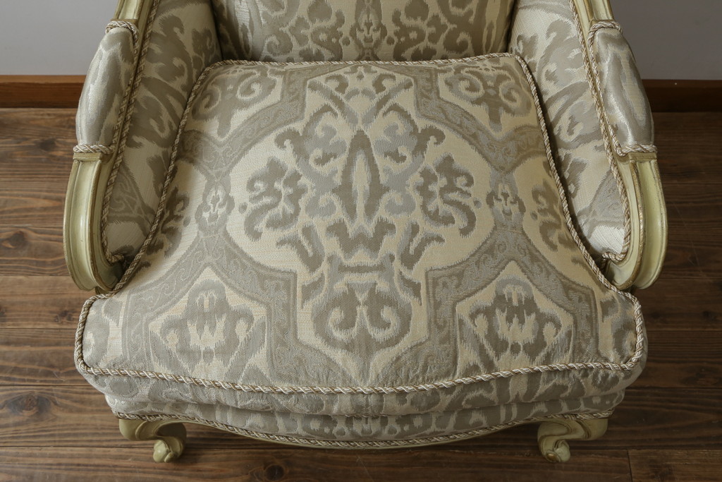 中古　美品　レアモデル!!　DREXEL HERITAGE(ドレクセルヘリテイジ)　Upholstery(アップホルスタリー)　気品あふれる佇まいの猫脚ラウンジチェア(一人掛けソファ、1人掛けソファ、アームチェア)(R-066511)
