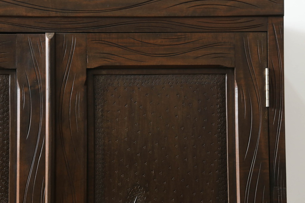 和製ビンテージ　軽井沢彫り　上質な和の空間づくりにオススメの収納棚(キャビネット、引き出し、収納タンス、ヴィンテージ)(R-055712)