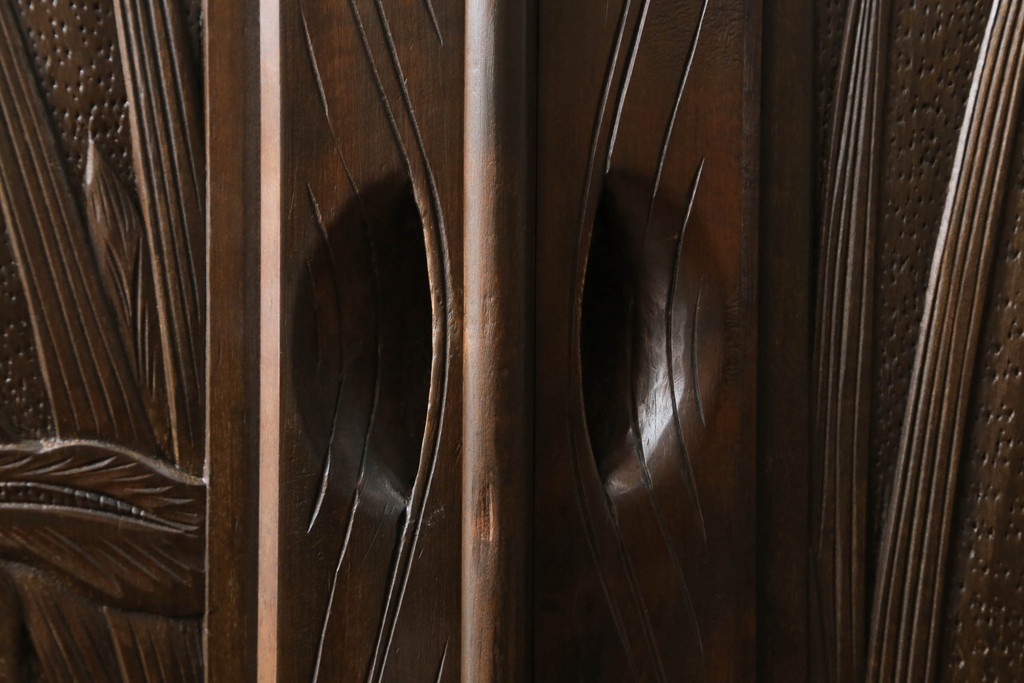 和製ビンテージ　軽井沢彫り　上質な和の空間づくりにオススメの収納棚(キャビネット、引き出し、収納タンス、ヴィンテージ)(R-055712)