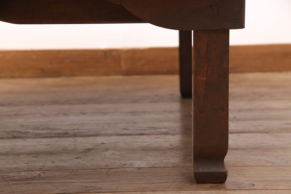 和製アンティーク　栓材　昔ながらの佇まいが味わい深い特大サイズのちゃぶ台(座卓、ローテーブル、折りたたみテーブル)(R-048406)
