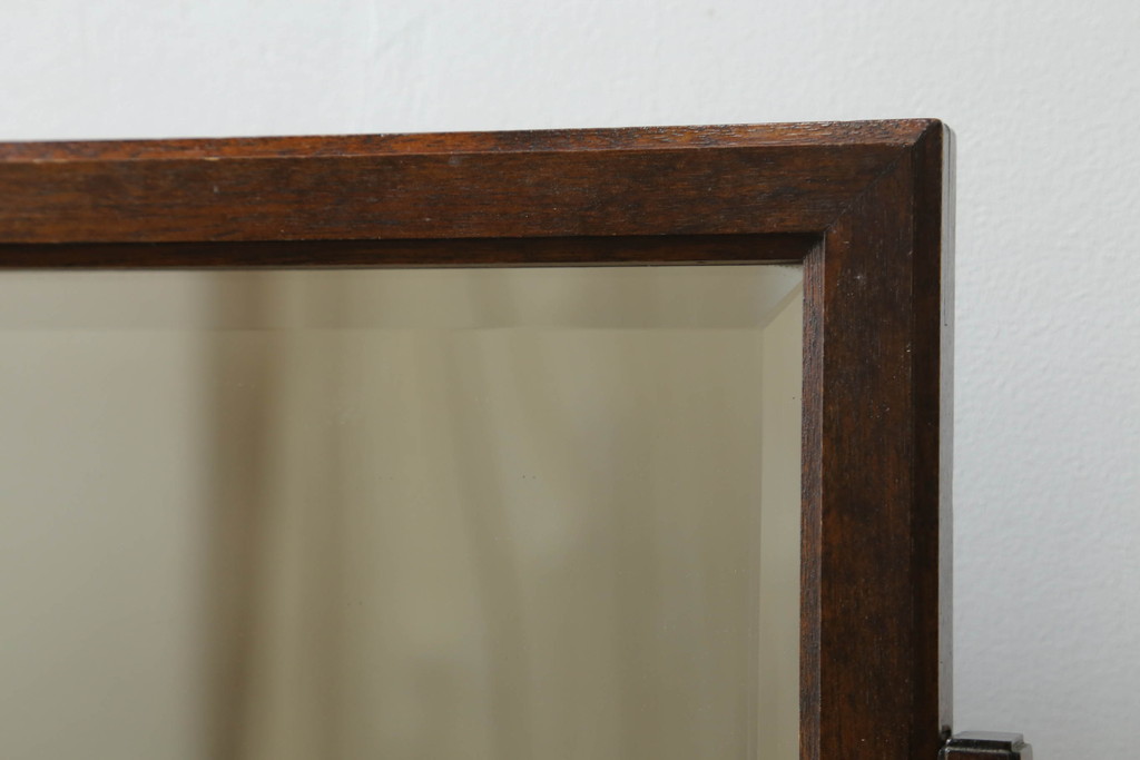 和製ビンテージ　松本民芸家具　シック佇まいが目を惹く卓上ミラー(置き鏡、スタンドミラー、鏡、ヴィンテージ)(R-064545)