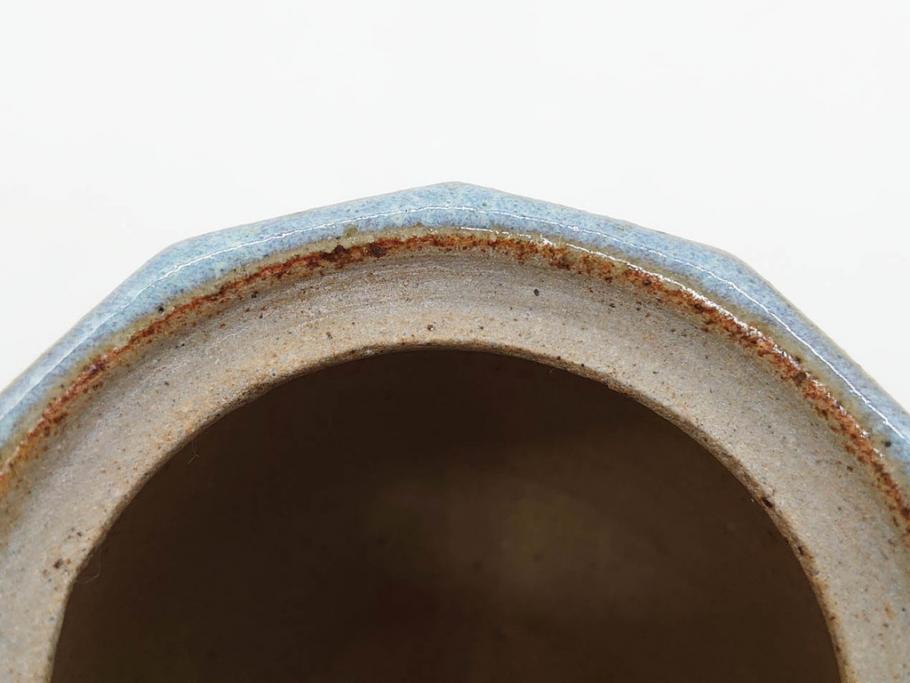 中里重利　鈞窯　水色の釉薬に魅せられる香炉(三玄窯、香爐、唐津焼、仏具、茶道具、落款印、共箱付き)(R-079747)