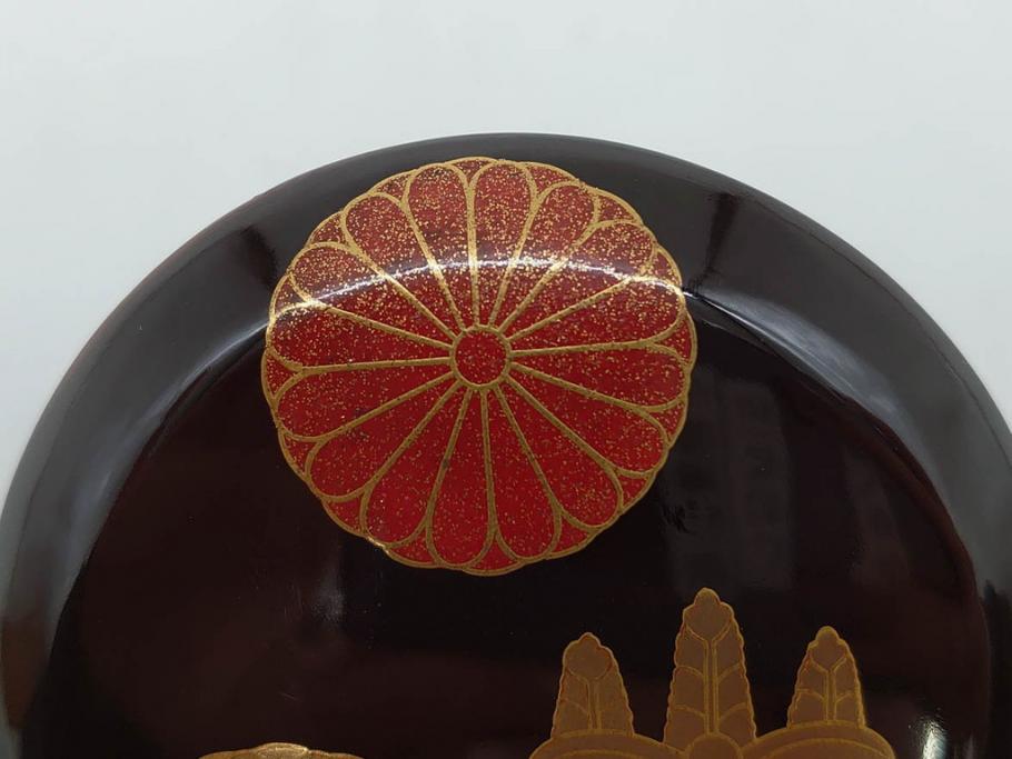 八代 中村宗哲　菊桐蒔絵　雅な美しさのある茶入(花、金彩、漆器、木製、茶入れ、茶筒、茶道具、茶器、又妙斎書付、共箱付き)(R-079748)