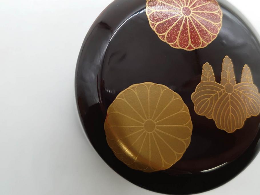 八代 中村宗哲　菊桐蒔絵　雅な美しさのある茶入(花、金彩、漆器、木製、茶入れ、茶筒、茶道具、茶器、又妙斎書付、共箱付き)(R-079748)