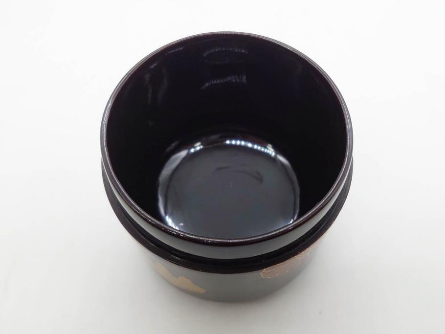 八代 中村宗哲　菊桐蒔絵　雅な美しさのある茶入(花、金彩、漆器、木製、茶入れ、茶筒、茶道具、茶器、又妙斎書付、共箱付き)(R-079748)