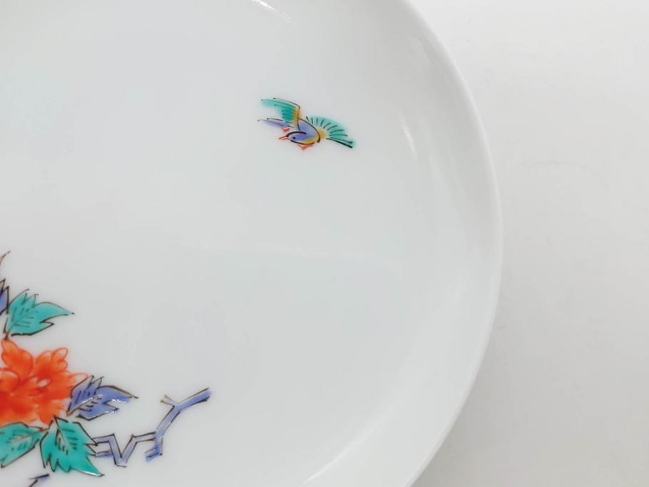 重要無形文化財　人間国宝　十三代 酒井田柿右衛門　有田焼　錦　牡丹文　約11cm　3.5寸　食卓に華やぎを添える小皿5枚セット(花、鳥、豆皿、手塩皿、和皿、和食器、共箱付き、裏印、花押、三寸五分)(R-079750)