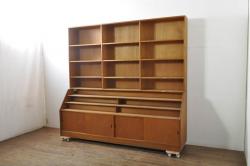 和製アンティーク　特大!!　古い図書館のブックラック(本屋、展示棚、本棚、陳列棚、ブックシェルフ、オープンラック、収納棚、飾り棚、ディスプレイラック、店舗什器)(R-078275)