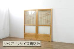 和製アンティーク　竹と鳥の透かし彫りが和の風情を漂わせる御簾戸1枚(建具、簾戸、簀戸、葭戸、夏障子、すど、葦戸)(R-054130)