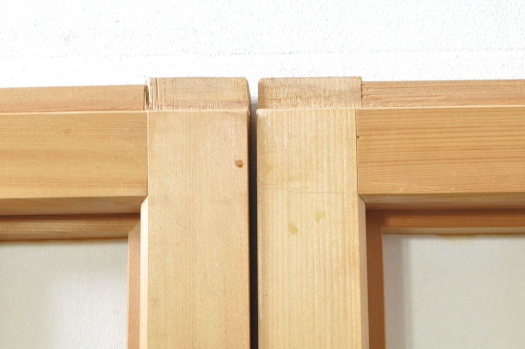 中古　和の空間づくりにおすすめの擦り上げ障子戸2枚セット(建具、擦上障子戸、雪見障子戸、引き戸)(R-077443)
