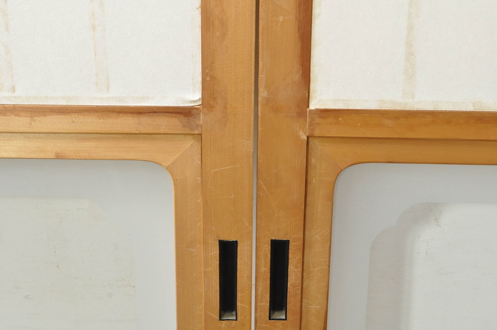 中古　和の空間づくりにおすすめの擦り上げ障子戸2枚セット(建具、擦上障子戸、雪見障子戸、引き戸)(R-077443)