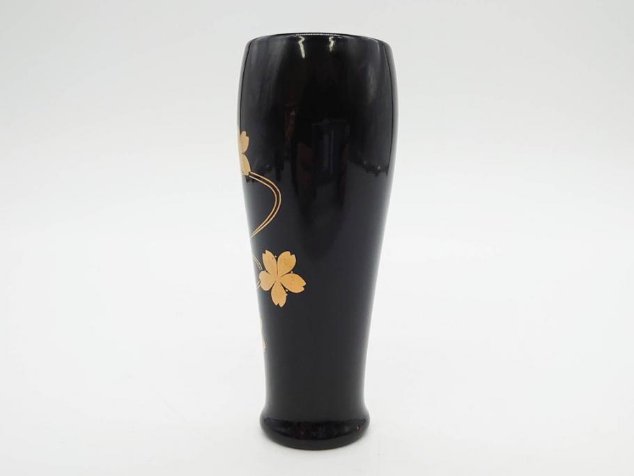 慶塚作　輪島塗　花筏蒔絵　雅な佇まいの茶筥(紅葉、もみじ、桜、さくら、金彩、茶箱、棗、香合、茶筅筒、木製、漆器、漆芸、煎茶道具、茶器、茶道具、野点、共箱付き)(R-079807)