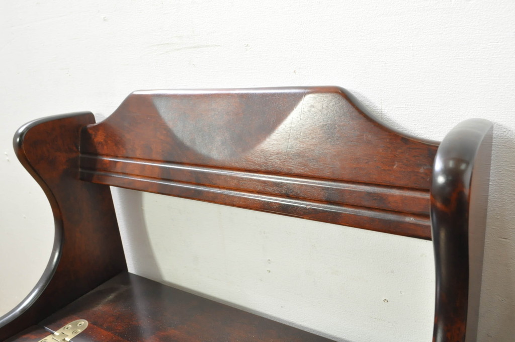 中古　美品　山室家具製作所　民芸家具　北の匠　木のぬくもりを感じる収納付きベンチ2脚セット(板座チェア、椅子、イス)(R-078101)