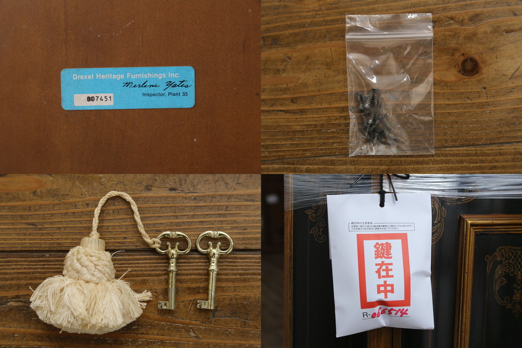 中古　希少!!　DREXEL HERITAGE(ドレクセルヘリテイジ)　シノワズリ様式　優美で華やかな装飾が見事なサイドボード(収納棚、戸棚、サイドキャビネット、コンソールキャビネット、カウンター、中国美術)(R-066514)