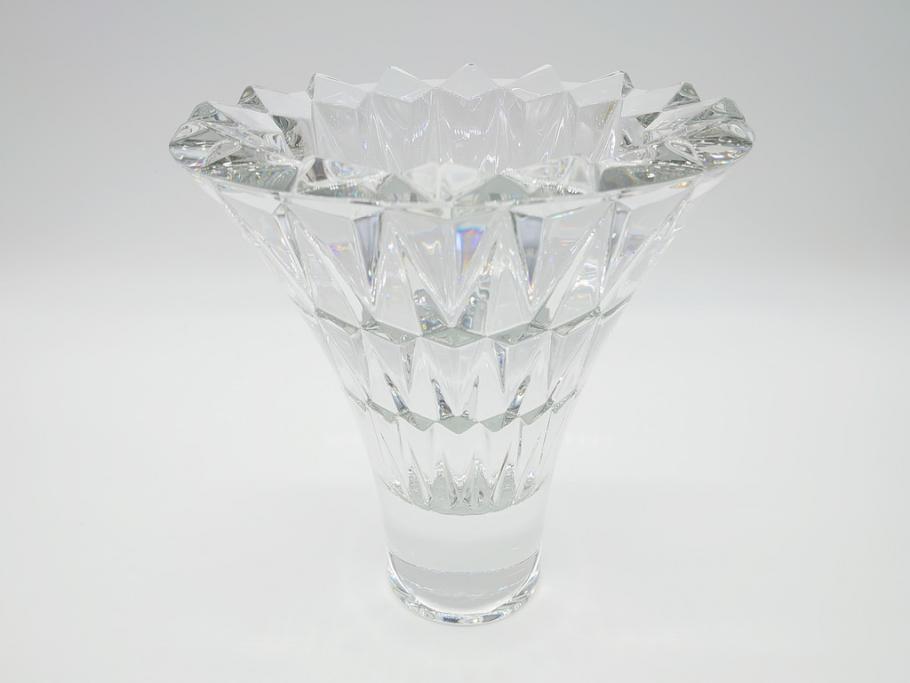 フランス　バカラ　Baccarat　輝きが美しい!　重厚で存在感のある花瓶　23cm(フラワーベース、フルレッドクリスタルガラス、箱なし)(R-060587)