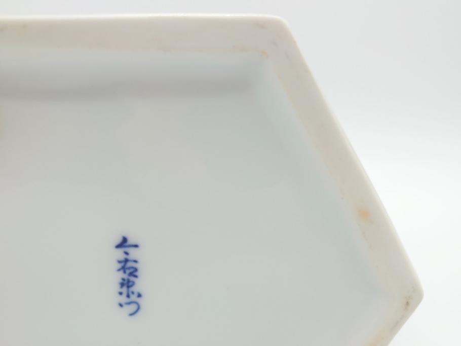 十二代今泉今右衛門　色鮮やかな花の文様が美しい!　錦花文六角花瓶(人間国宝、箱なし)(R-060606)