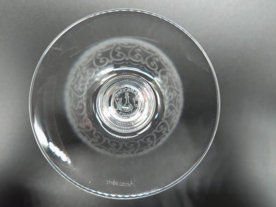 フランス　バカラ　Baccarat　ローハン　蔓草模様が全面に施された優雅なデザイン!　グラス2点セット(ワイン、リキュール、フルレッドクリスタルガラス)(R-060665)
