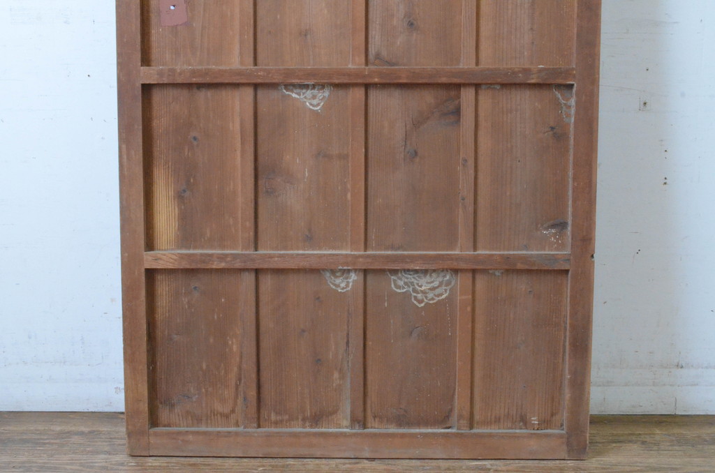 アンティーク建具　レトロな雰囲気のガラス窓付き扉1枚(ドア、木製ドア、ガラスドア、開き戸)(R-065493)