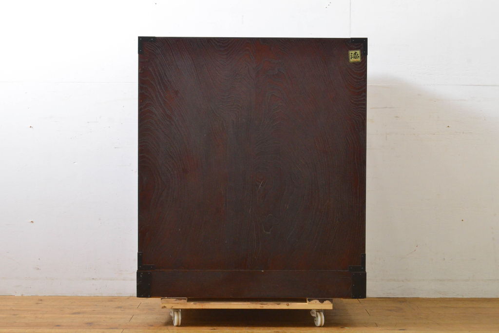中古　美品　漆塗り　味わい深い色合いと風格のある金具が魅力の仙台箪笥(引き出し、収納タンス、整理箪笥、サイドチェスト)(定価約42万円)(R-060542)
