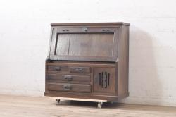 中古　ブランド家具　希少な廃番品!!　三越家具　Brugge(ブルージュ)　温かみのあるデザインが魅力の小振りなデスク(机、ワークデスク、在宅用、簿記机、引き出し)(R-080049)