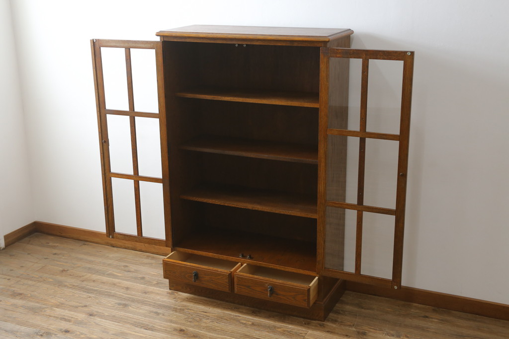 中古　美品!!　三越家具(現カントリーハウス)　Brugge(ブルージュ)　シンプルなデザインで取り入れやすいブックケース(本箱、本棚、書棚、収納棚、戸棚、キャビネット、飾り棚)(R-078050)