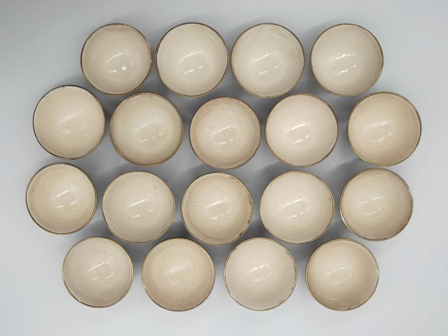 古い萬古焼 金彩が目を引く煎茶セット(急須、湯冷まし、湯呑