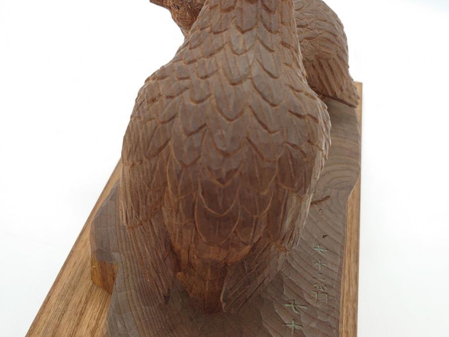 昭和初期　中村七十郎作　鶉　木のぬくもりを感じる木彫(彫刻家、宮大工)(R-060706)