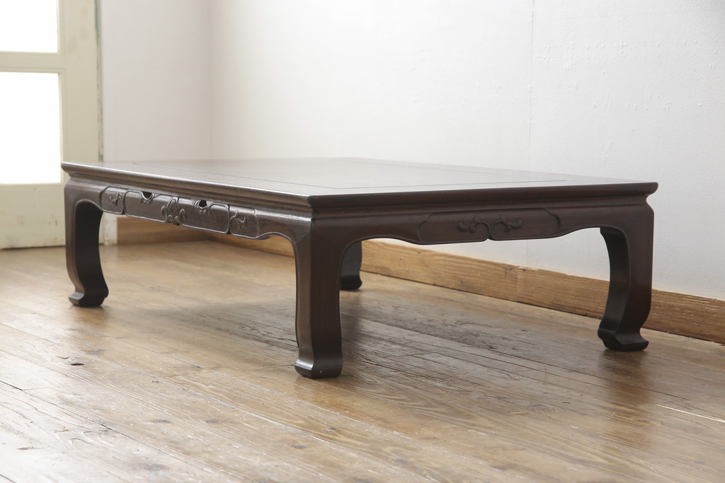 和製アンティーク　高級指物　総シタン　どっしりとした佇まいが風格を感じさせる座卓(ローテーブル、センターテーブル)(R-056299)