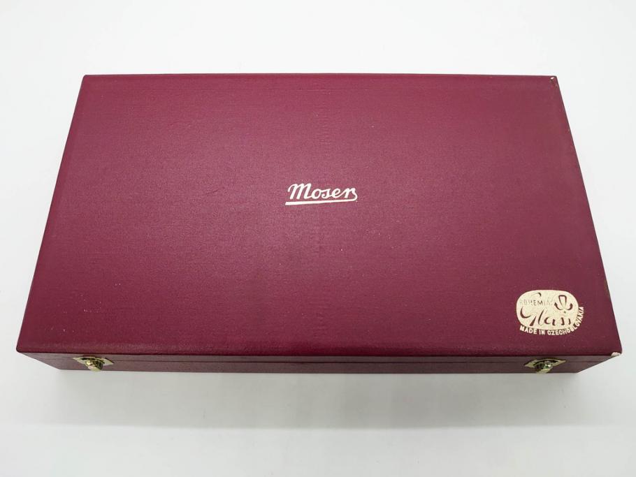チェコ　Moser　モーゼル　テーブルセット　煌びやかな輝きを放つミ二チュアグラス12客セット(ワイングラス、12種、金彩、コレクション、Table set、MINIATURE、グラス、硝子、ケース付き)(R-079819)
