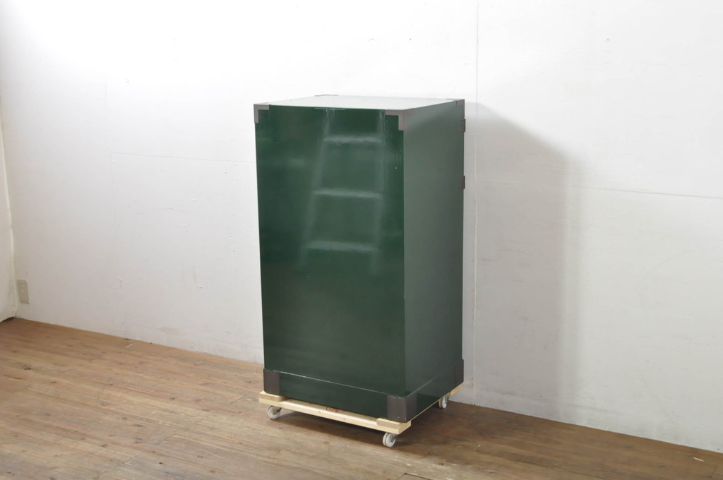 中古　美品!!　二本松工藝館　田中家具　個性的でモダンな佇まいの両開き戸付きチェスト(サイドチェスト、和タンス、整理箪笥、収納箪笥、引き出し、観音箪笥、衣装箪笥)(定価約65万円)(R-078287)