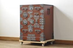 レトロ家具　美品　杢目が素敵な昭和期の裁縫箱(ソーイングボックス、小引き出し)(R-043459)