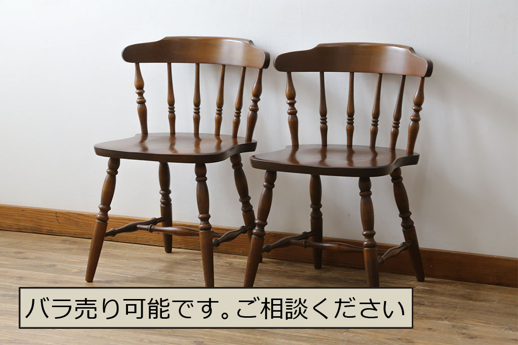 和製ビンテージ　飛騨家具　WINDS太平　ブナ材製のチェア2脚セット(ダイニングチェア、椅子、イス、板座チェア、ヴィンテージ)(R-069129)