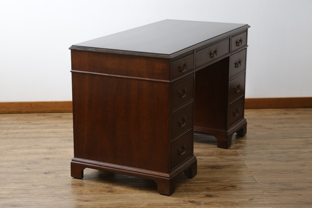 中古　DREXEL HERITAGE (ドレクセルヘリテイジ)　マホガニー材　洗練された大人の雰囲気醸し出す両袖デスク(机、在宅ワーク、在宅用ワークデスク)(R-052175)