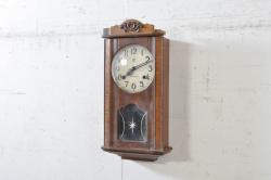 和製アンティーク　ペイント仕上げ限定　愛知県時計製造共同組合(AICHIKEN　CLOCK-MAKERS'　UNION'S　MARK)　年月を重ねた趣溢れる八角型柱時計(掛け時計、古時計)(R-072163)