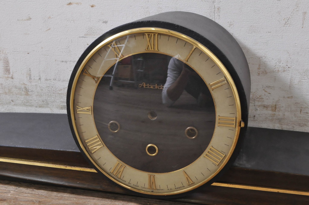 和製アンティーク　AICHI(愛知時計電機)　落ち着いた色合いが素敵な置き時計(置時計、古時計)(R-072196)