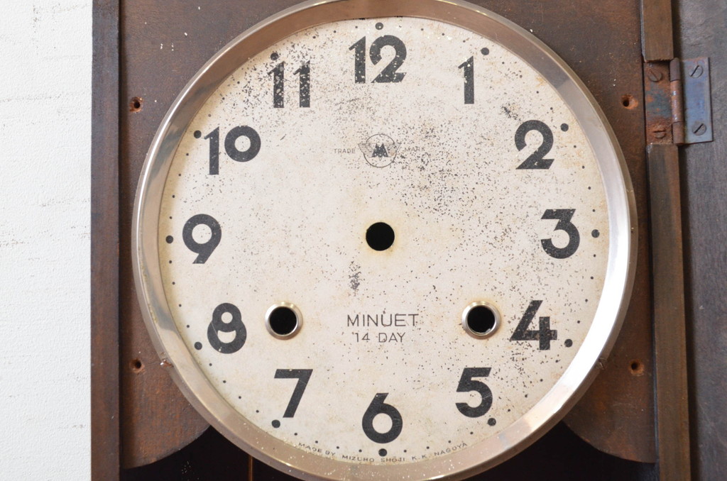 和製アンティーク　MINUET　14DAY　TRADE MARK(トレードマーク)　昔懐かしい雰囲気の掛け時計(柱時計、古時計、振り子時計)(R-072407)
