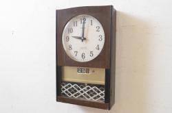 和製アンティーク　Standard Clock　TRADE(S)MARK(トレードマーク)　味のある色合いとリーフの意匠が素敵な掛け時計(柱時計、古時計、振り子時計)(R-072190)