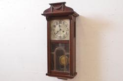 ジャンク品　アンティーク時計　8DAY CLOCK　お洒落なディスプレイとして活躍してくれる赤菱式改良掛時計(柱時計、壁掛け時計、ディスプレイ時計)(R-047277)