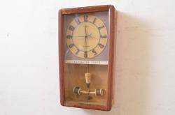 アンティーク時計　昭和中期　AIKOSHA(愛工舎)　ゼンマイ式　アールヌーボー調のデザインが魅力的な宮型掛時計(柱時計、ボンボン時計、振り子時計)(R-044819)