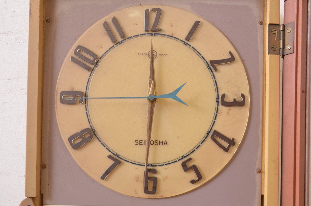 和製アンティーク　精工舎(SEIKOSHA、セイコー)　TRADE(S)MARK　TRANSISTOR CLOCK(トランジスタクロック)　昭和レトロ　スケルトンデザインがおしゃれな掛け時計(柱時計、古時計、振り子時計)(R-072343)