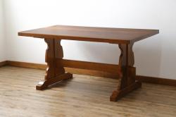 中古　美品　横浜ダニエル(daniel)　A-314　木の温もりを感じるベンチテーブル(定価約60万円)(ダイニングテーブル、机、4〜6人用)(R-058902)
