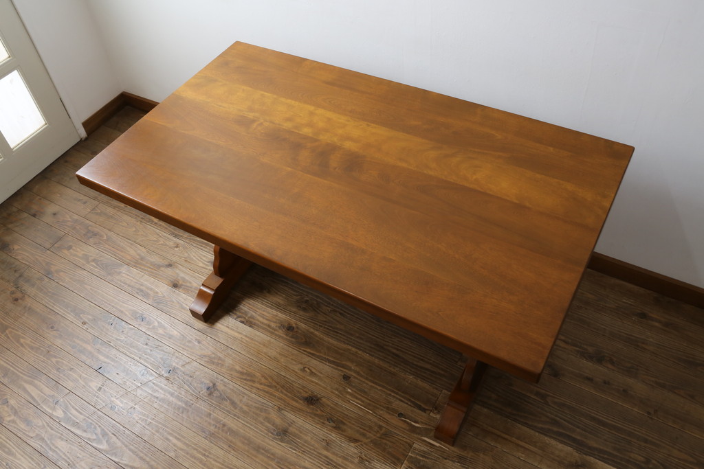 中古　美品　横浜ダニエル(daniel)　A-314　木の温もりを感じるベンチテーブル(定価約60万円)(ダイニングテーブル、机、4〜6人用)(R-058902)