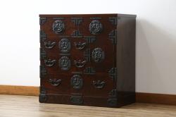 中古　美品　岩谷堂箪笥　かくし収納多数で遊び心満載の小箪笥(収納箪笥、整理箪笥、和タンス、引き出し、小物収納)(R-072807)
