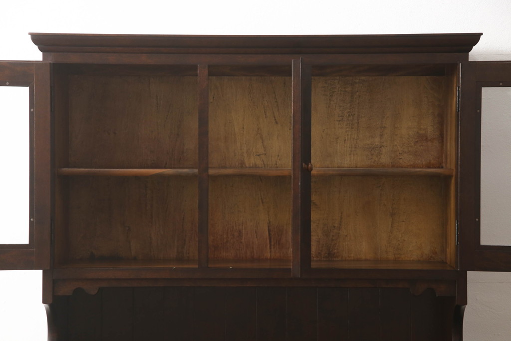 中古　松本民芸家具　洗練された佇まいのC型食器棚(飾り棚、収納棚、キャビネット、カップボード)(定価約93万円)(R-053665)