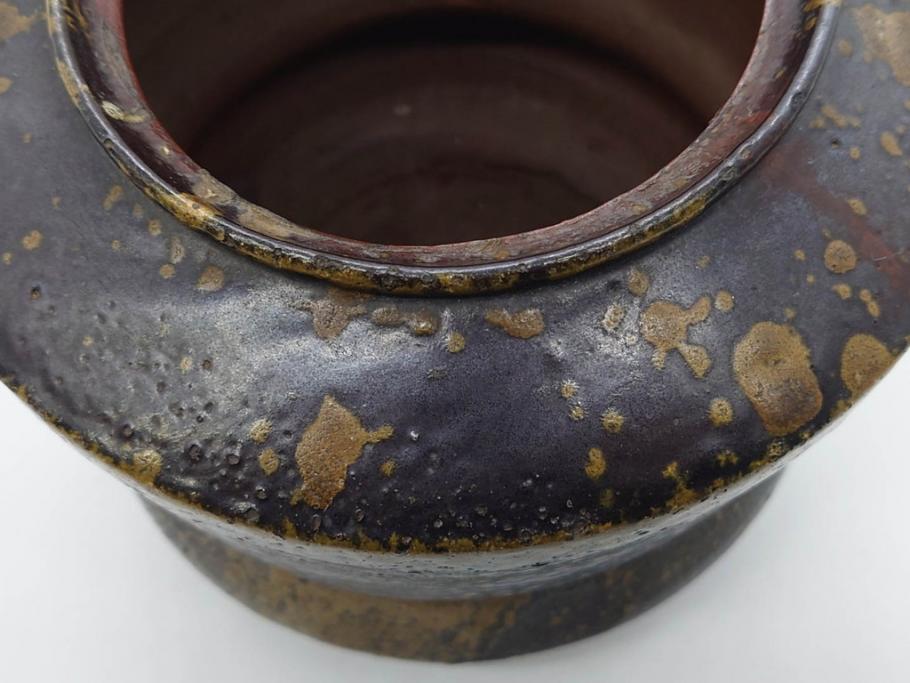 桃山時代　古備前　侘び寂びを感じる水指(水差、雲屯、水器、茶器、茶道具、茶陶、共箱付き)(R-079435)