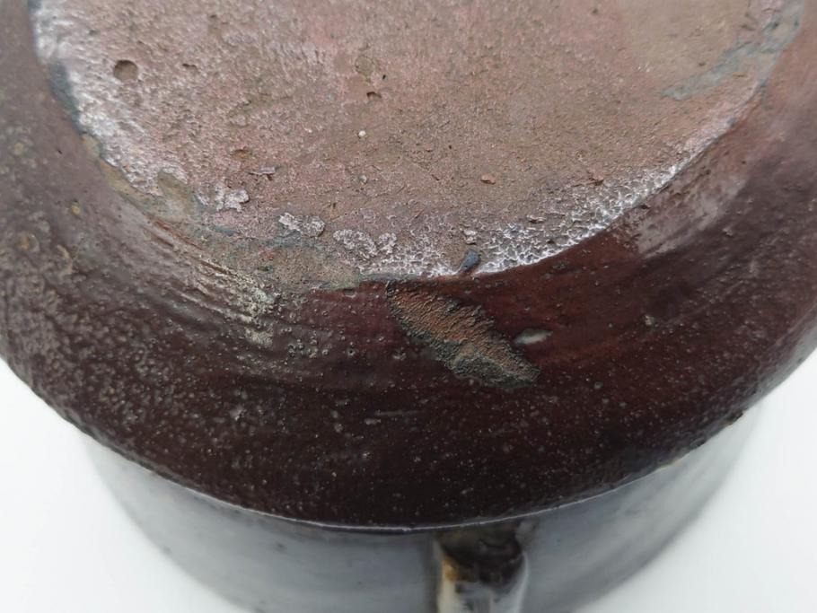 桃山時代　古備前　侘び寂びを感じる水指(水差、雲屯、水器、茶器、茶道具、茶陶、共箱付き)(R-079435)